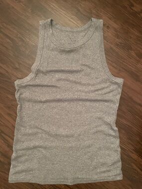 Gray Ribbed Halter Tank Top